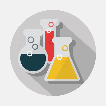 Laboratory glassware icon with long shadow on gray backgroundのイラスト素材