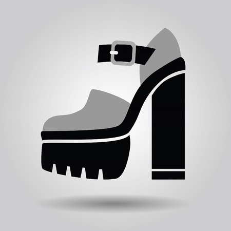 Single women platform high heel icon on gray gradient backgroundのイラスト素材