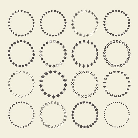 Set of circle border decorative symbol patterns and design elementsのイラスト素材