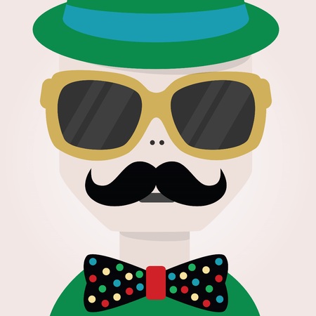 Abstract close up of stylish man face with sunglasses iconのイラスト素材