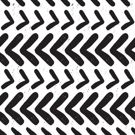 Modern and trendy abstract black hand drawn chevron texture pattern on white backgroundのイラスト素材