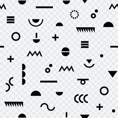 Abstract black geometrical modern signs and memphis style patternのイラスト素材