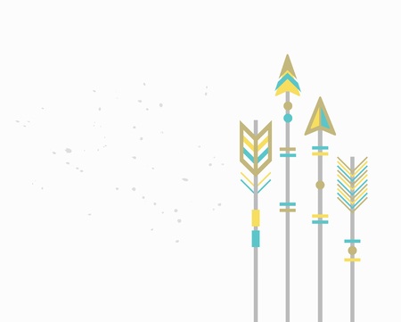 Abstract trendy colorful closeup cut tribal arrows card on white backgroundのイラスト素材