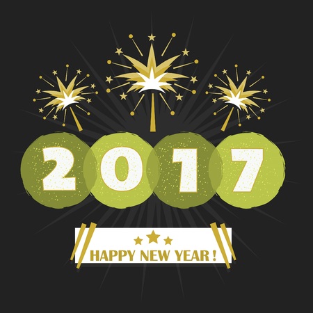 Abstract Happy New Year 2017 night firework blast design on black background