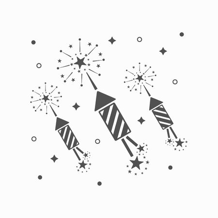 Abstract black rocket fireworks and blasts on off white backgroundのイラスト素材