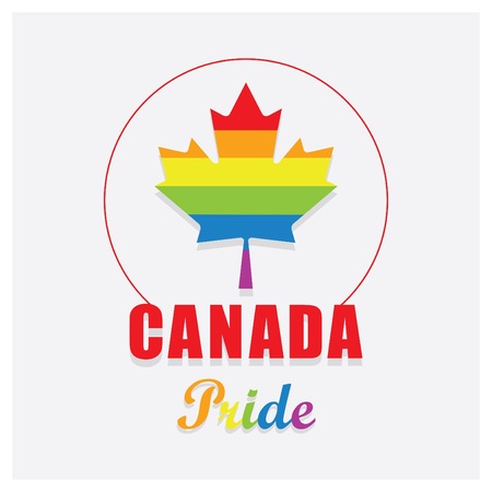 A Canada pride maple leaf emblem icon on off white background.のイラスト素材