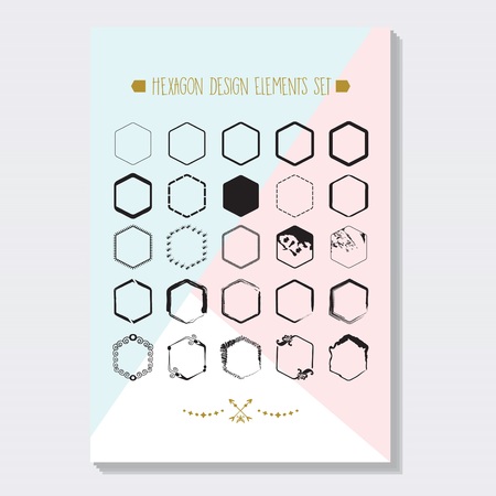 Black hexagon styled borders emblems.のイラスト素材