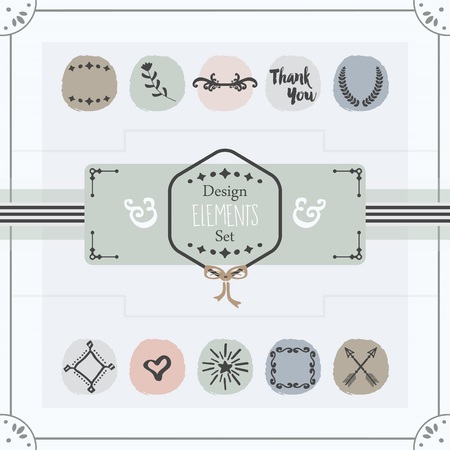 Pastel trendy colors emblems card design elements setのイラスト素材