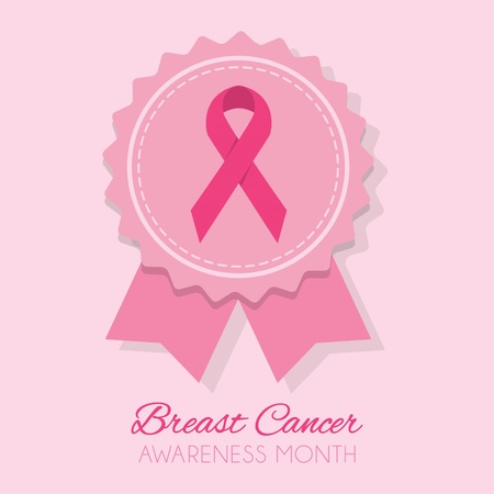 Cute pink Breast Cancer Awareness Month Ribbon inside award bowのイラスト素材