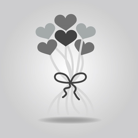 Abstract bunch of heart balloons decoration with a bow iconのイラスト素材