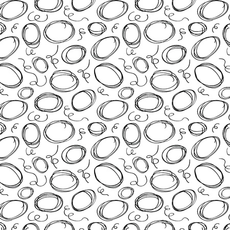 Random black hand drawn round circle doodles and scribbles pattern on white backgroundsのイラスト素材
