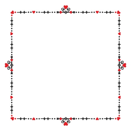 Black and red blank heart square banner embelm frame design elements on white backgroundのイラスト素材