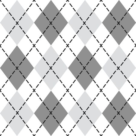 Black and gray trendy argyle seamless pattern - Modern design element background in black and whiteのイラスト素材