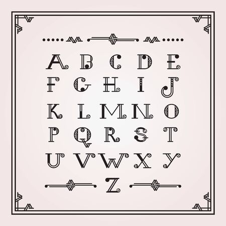 Black abstract fun stylized line and circle poms modern alphabetical fonts set on pink backgroundのイラスト素材