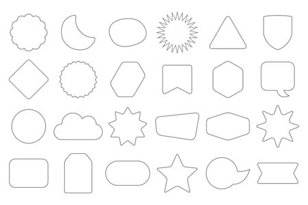 Black line and isolated random shapes empty frames and banners icons set on white backgroundのイラスト素材