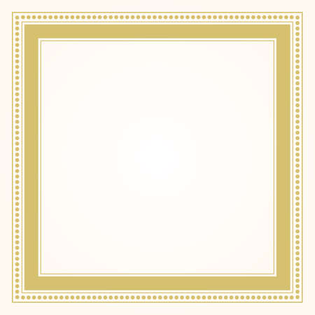 Trendy and stylish simple formal golden square shape line and dots border frame blank card design elementのイラスト素材