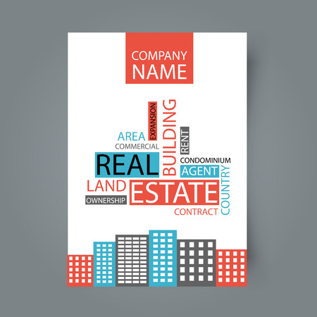 Brochure template design. Concept of architecture design with tag cloud.のイラスト素材