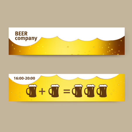 summer banner with beer and cups for web or printのイラスト素材