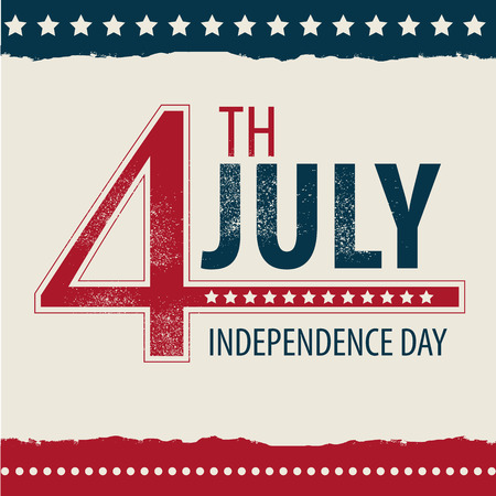 POSTCARD IN CELEBRATION OF INDEPENDENCE DAY IN THE UNITED STATES OF AMERICA 4TH OF JULY. VECTOR ILLUSTRATIONのイラスト素材