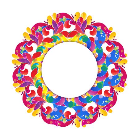 Vector circle floral frame.  Modern design element. Illustration for print, web. vector illustrationのイラスト素材