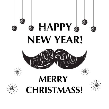 Santa's Moustache. Christmas and New year funny card design. Vector illustrationのイラスト素材