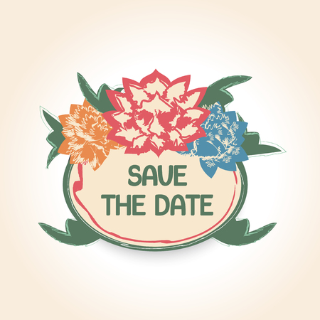 peony wedding badges in vintage style. Ideal for wedding decoration. Vector illustrationのイラスト素材