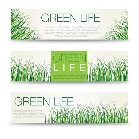 Vector of horizontal eco banners abstract meadow grass with place for companyのイラスト素材