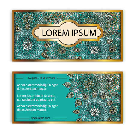 Template vintage gift card card Floral mandala pattern backgroundのイラスト素材