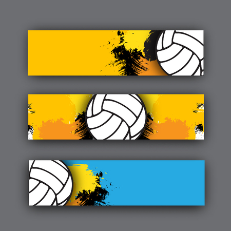collection of vector banners volleyball theme. Volleyball ball on background. Beach Volleyball header for website or printのイラスト素材
