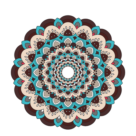 Decorative arabic round lace ornate mandala. Vintage vector pattern for print or web design. Mandala abstract colorful background. Invitation, wedding card, national design.のイラスト素材