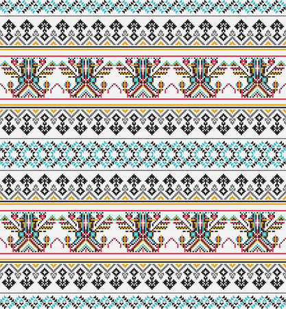 Aztec pixel seamless pattern. Ideal for printing onto fabric, paper, web design. Vector National...