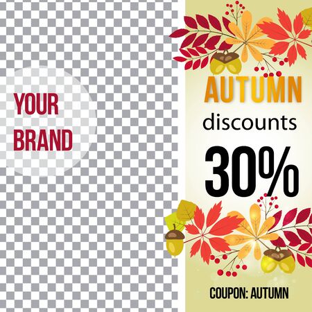 vector photo frame for promotions. autumn banner template for social media.のイラスト素材