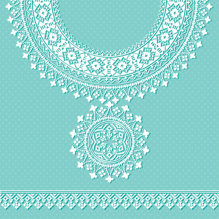 Vector vintage necklace Embroidery for fashion women. trendy retro collar for print or web design. jewelry, necklace, print on fabric.のイラスト素材