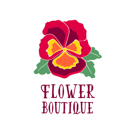 Bright  for a flower shop.  bouquet with pansy, heartsease   wedding , floral boutique, beauty salonのイラスト素材