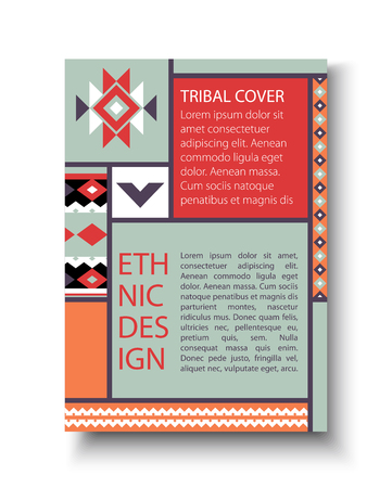Tribal ethic colorful brochure flyerのイラスト素材