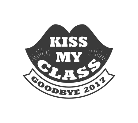 Black colored kiss my class text sign with the stars vector illustration.のイラスト素材