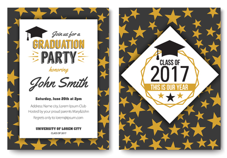 Graduation party vector template invitationのイラスト素材