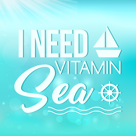 I need vitamin sea poster on turquoise backgroundのイラスト素材