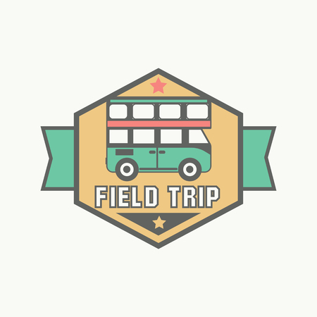 Bus trip and trvel tour badge logoのイラスト素材