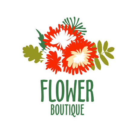 Bright logo for a flower shop. bouquet wedding , floral boutique, beauty salonのイラスト素材