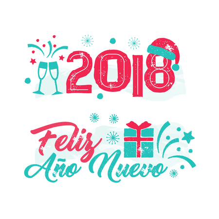 Feliz Ano Nuevo - Happy New Year Spanish language.のイラスト素材