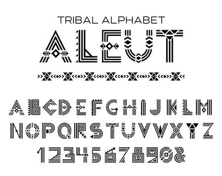 Native Historic Cyrillic set of letters and figures.のイラスト素材