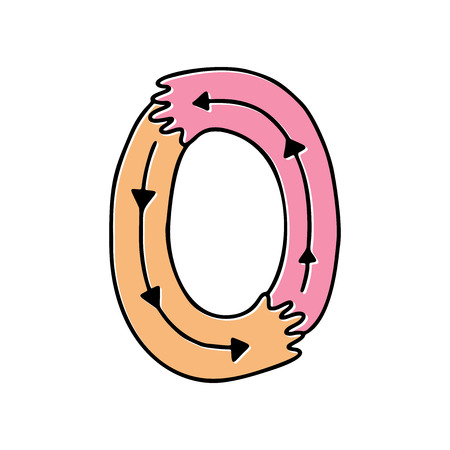 crazy hands alphabet, hand drawn letter Oのイラスト素材
