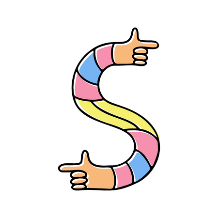 crazy hands alphabet, hand drawn letter Sのイラスト素材