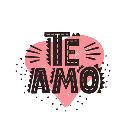 Te Amo - Spanish text - love you. Vector lettering posterのイラスト素材
