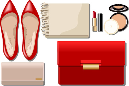 set of women's accessoriesのイラスト素材