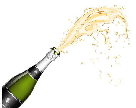 Bottle of Champagne explosionのイラスト素材