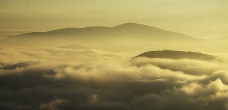 foggy landscapeの写真素材