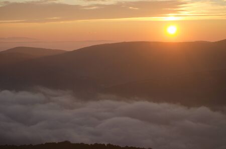 foggy landscapeの写真素材