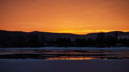 Sunset on the bankの写真素材